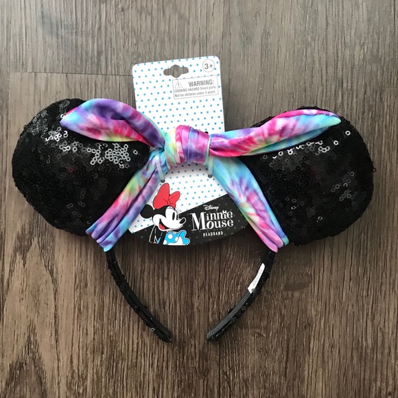 Disney Accessories - Disney Minnie Mouse Tie- DyeBow/ Black Sequin Ears